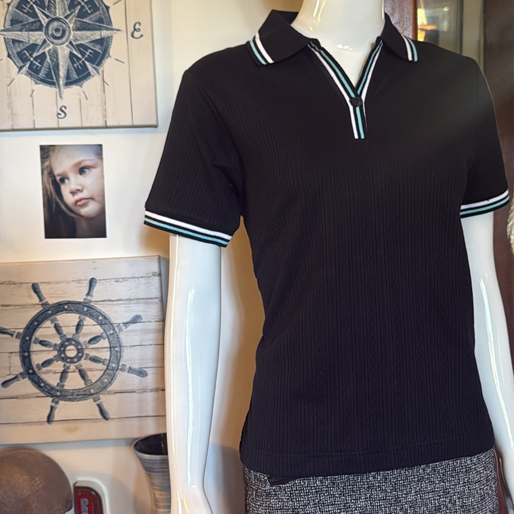 NWT Tabi international golf size small Black Polo Collar Women's Top